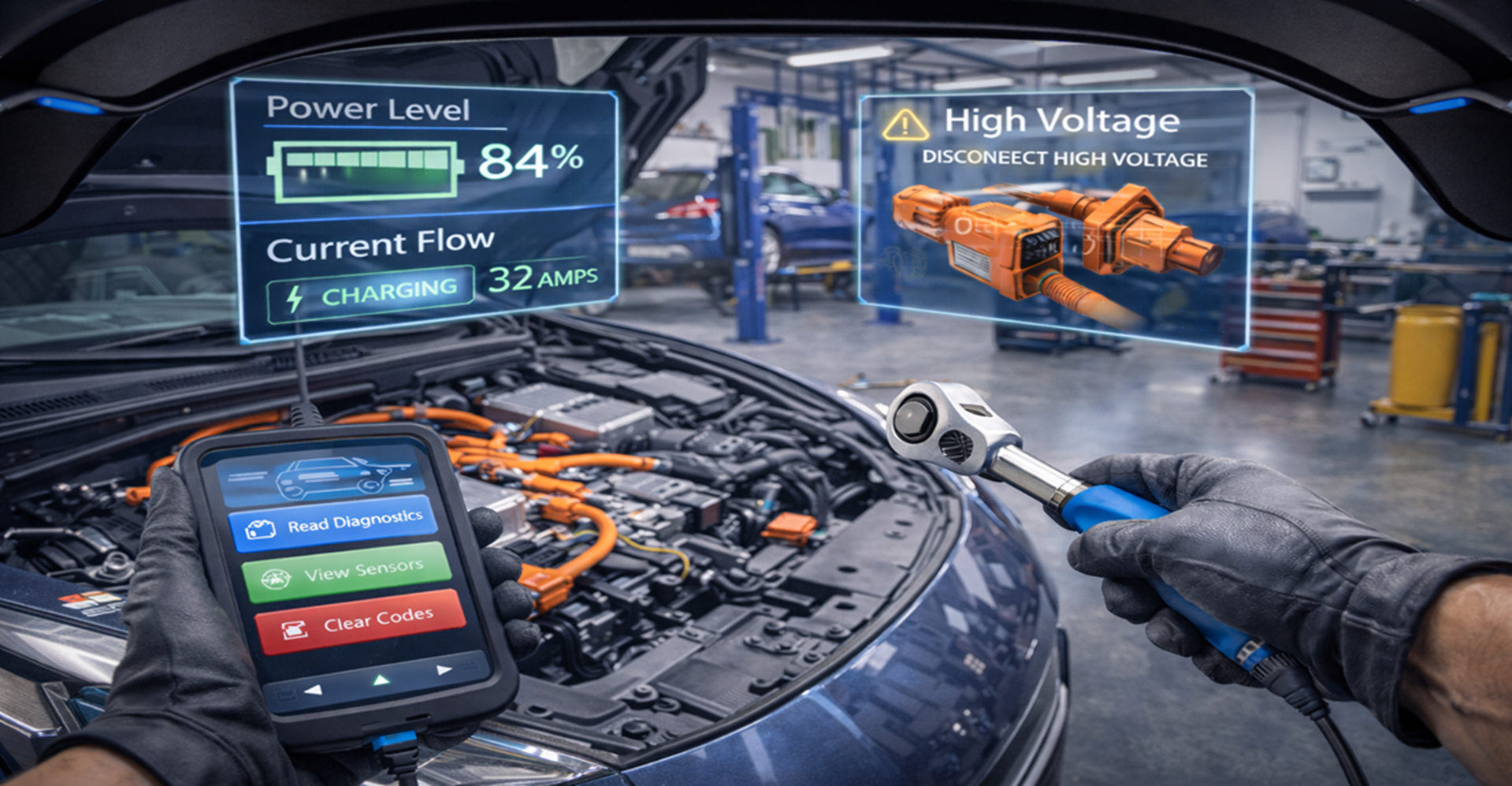 Automotive training point-of-view with engine procedure overlays