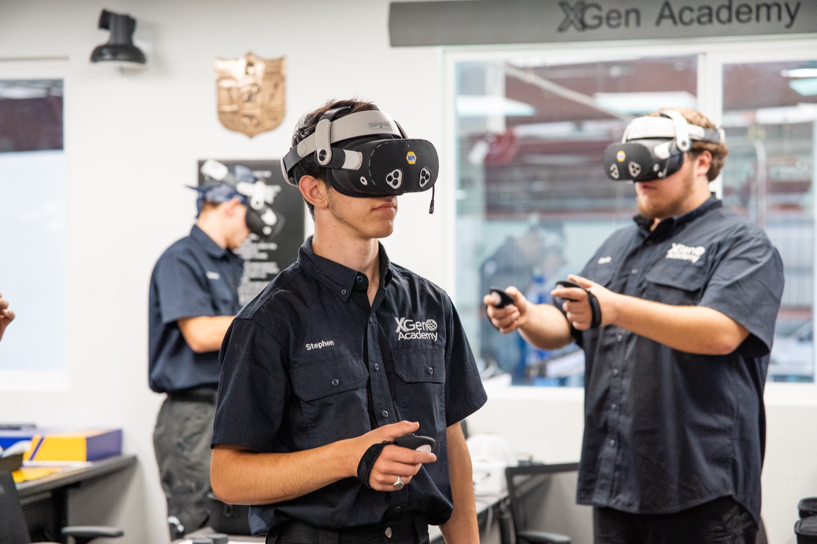 XGEN Academy students training with NAPA Auto Tech XR goggles