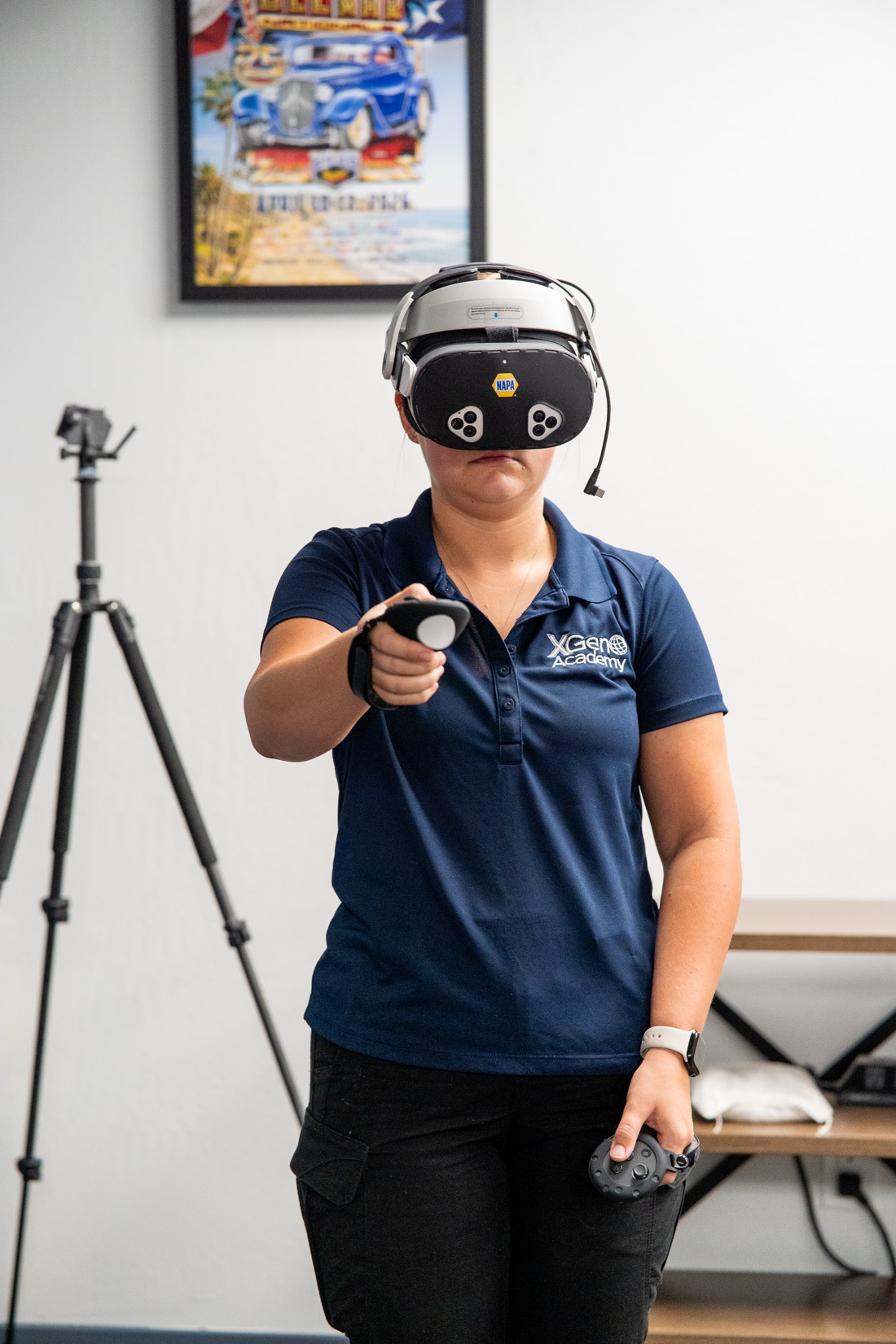 XGEN student using NAPA Auto Tech XR training equipment