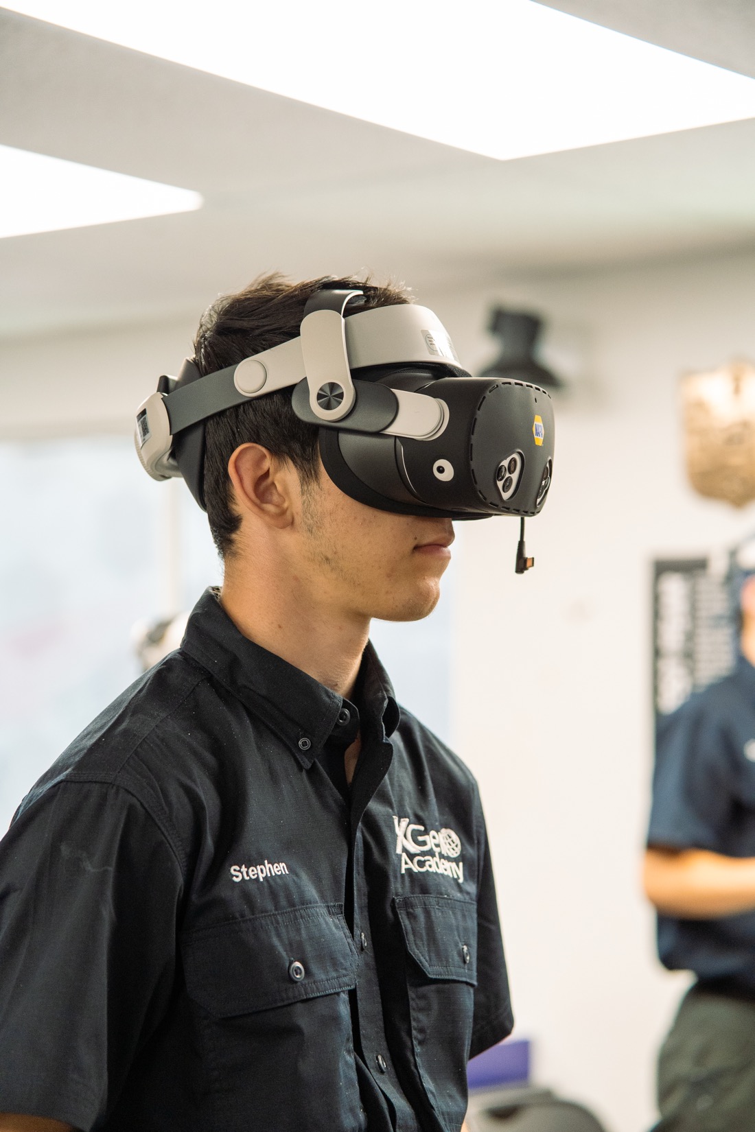 XGEN student Stephen wearing NAPA Auto Tech XR goggles